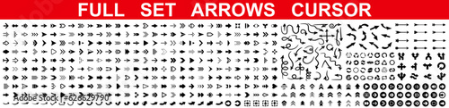 Set arrow icons  universal big collection different arrows sign  set different cursor arrow direction symbols in flat style  black arrows icons     stock vector