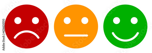 Happy, neutral and sad emoji smiley faces line icon, cartoon emoticons signs – vector
