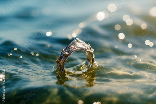 Holiday at beach - lost ring. Generative AI.