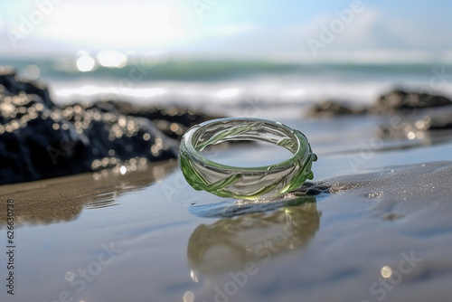 Holiday at beach - lost ring. Generative AI.