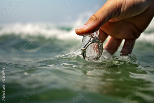 Holiday at beach - lost ring. Generative AI.