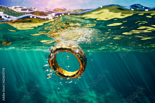 Holiday at beach - lost ring. Generative AI.