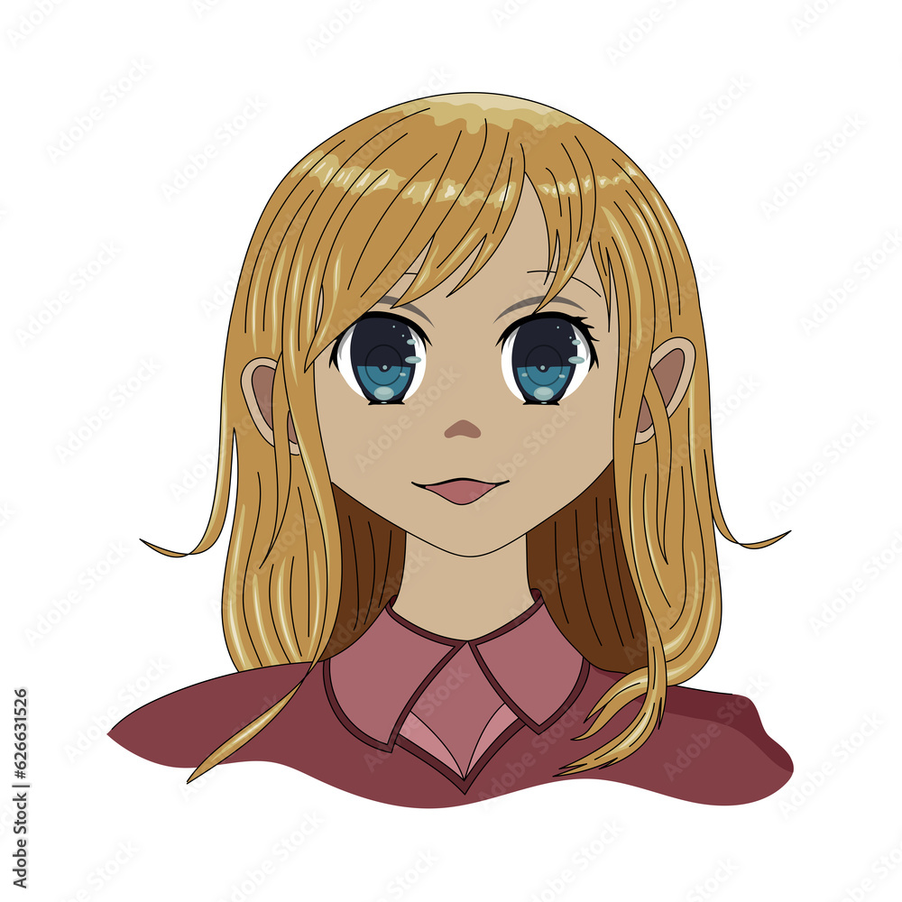 beautiful girl with purple clothes, blue eyes and light brown hair beautiful girl with purple clothes, blue eyes and light brown hair