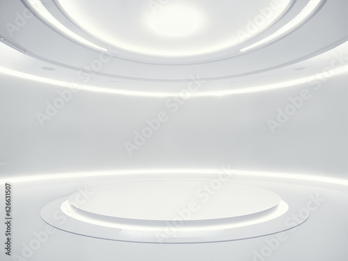 empty white big open industrial hall 3d render illustration