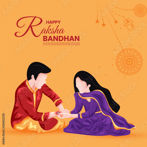 Tableau sur toile Indian brother and sister festival happy Raksha Bandhan concept