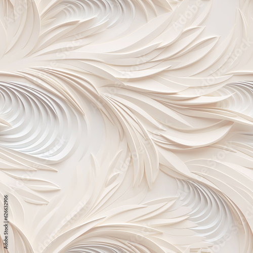 Abstract 3d white background, organic shapes seamless pattern texture wavy lines
