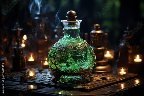 Antique green bottle of poison © iridescentstreet