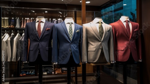 A selection of formal wear and business attire on display. created with Generative AI technology © Rainbow Stock