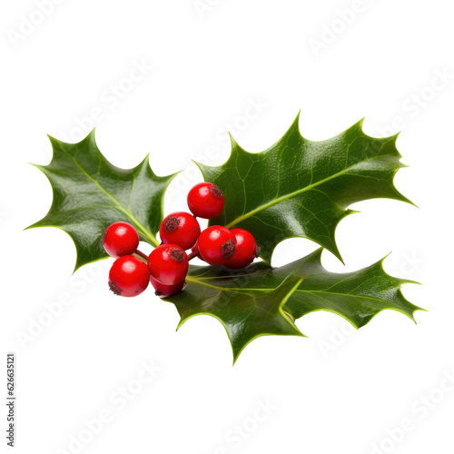 Sprig of European holly isolated photo