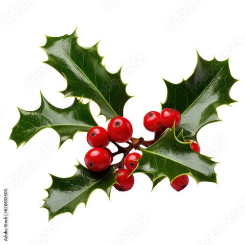 Sprig of European holly isolated