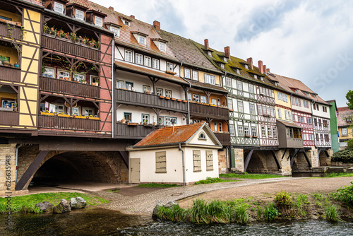 Merchants Bridge, Kraemerbruecke in Erfurt, Germany. It is built over entirely with houses