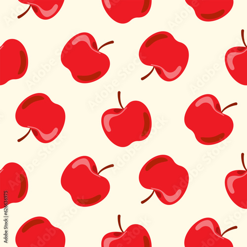 Seamless pattern of doodle apples on isolated background. Hand drawn background for Autumn harvest holiday, Thanksgiving, Halloween, seasonal, textile, scrapbooking, paper crafts.