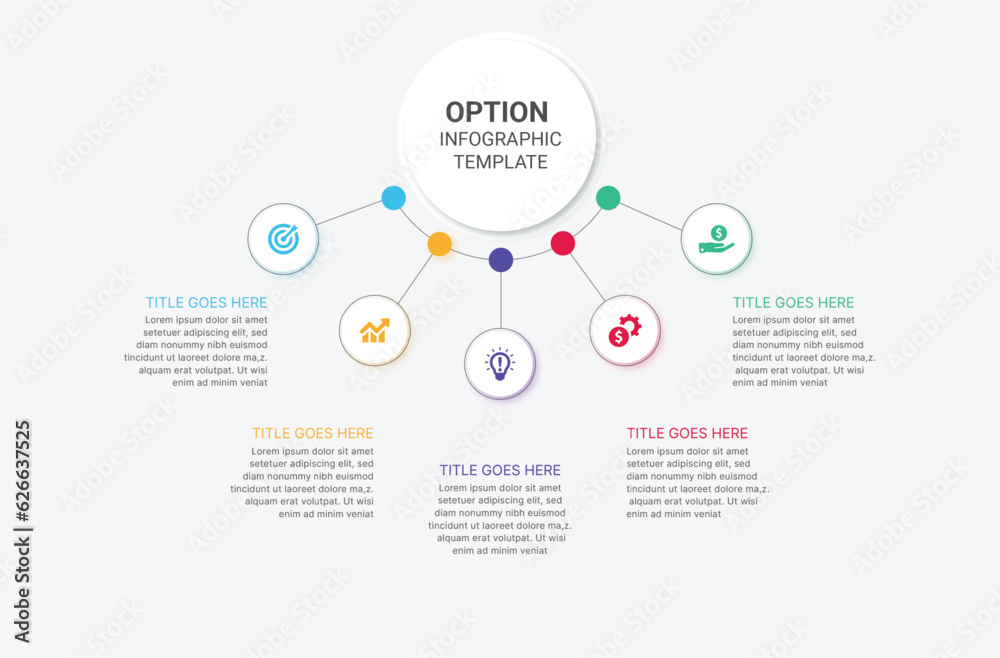 Five 5 Steps Options Circle Business Infographic Template Design Five 5 Steps Options Circle Business Infographic Template Design
