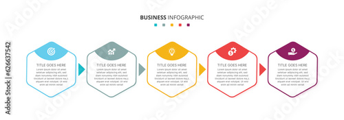 Five 5 Steps Options Arrow Business Infographic Template Design