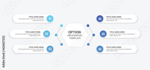 Six 6 Steps Options Round Infographic Template Design