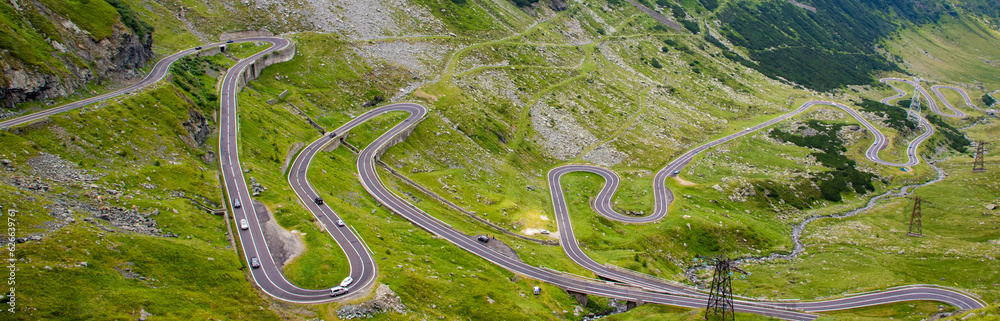 Serpentine on the Transfagarasan road in the Fagaras mountains - Romania