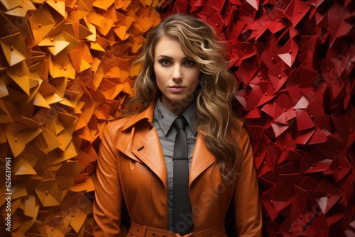 A woman standing in front of a vibrant colorful wall. Visualization of gender spectrum photo