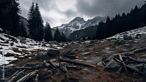 snow covered mountains