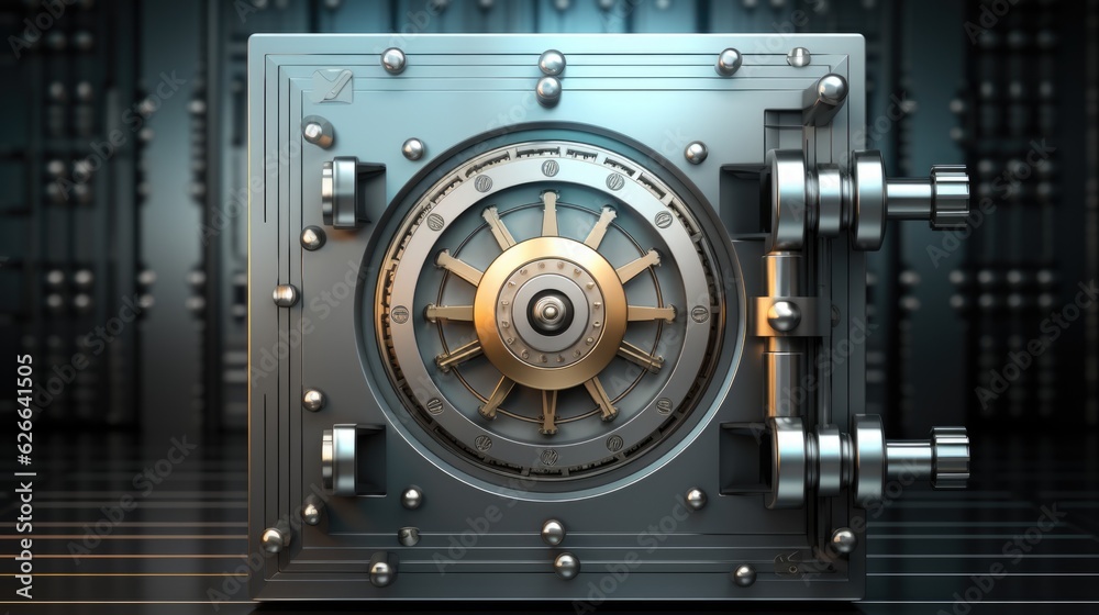 A metal safe box with a door open. Concept for cyber security to protect cryptocurrency. A metal safe box with a door open. Concept for cyber security to protect cryptocurrency.