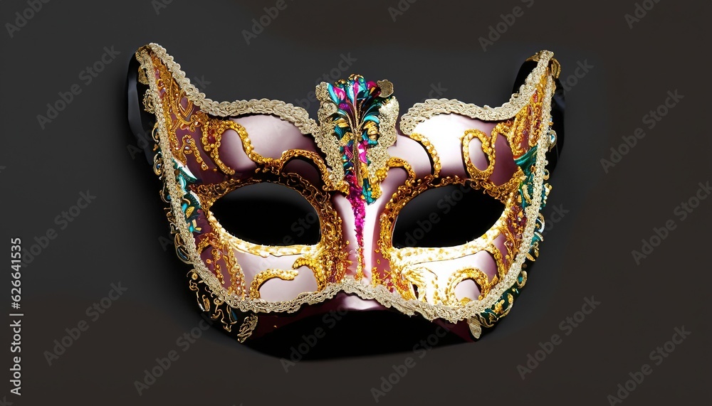 Photo of elegant and delicate Venetian mask over dark background
