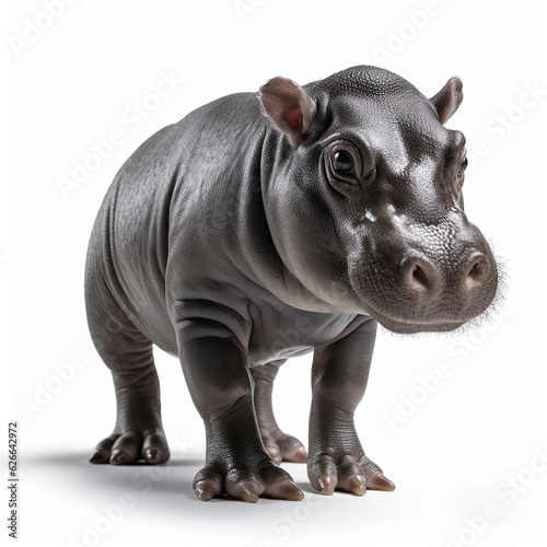 ai generated illustration baby hippo isolated on white background
