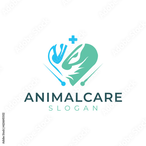 Animal care, horse care logo vector, clinic illustration Template
