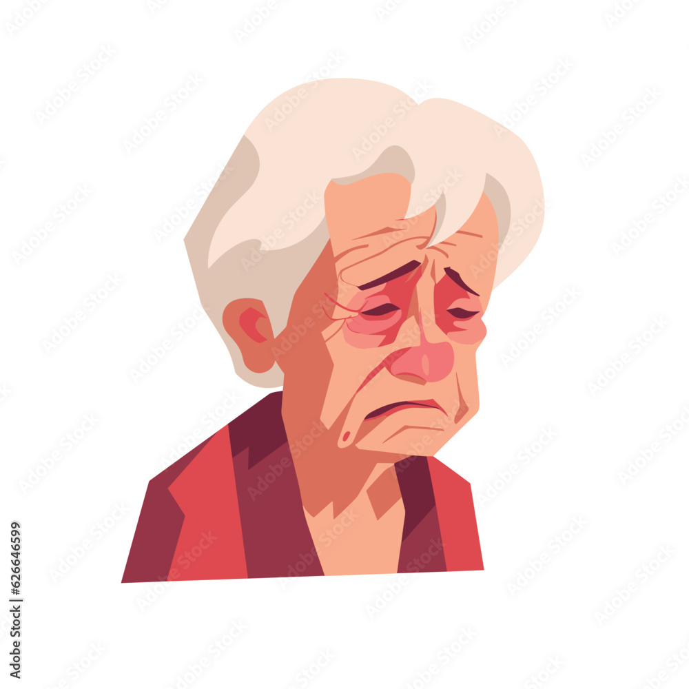 crying old woman vector flat minimalistic isolated illustration