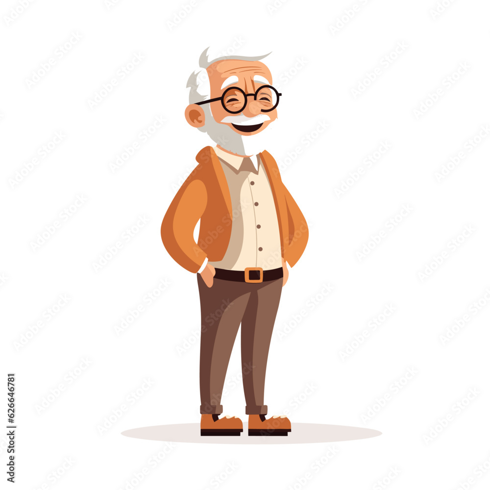 happy old man vector flat minimalistic isolated illustration