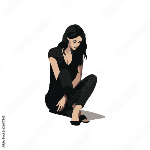 sad woman vector flat minimalistic isolated illustration