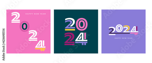 Happy new year 2024 design. Vector illustration for poster, flyer, calendar, cover and media post.