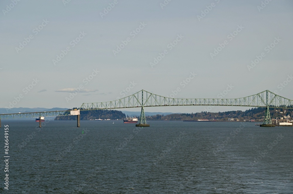 A view of the bridge from Washington th Oregon that spans the mouth of the Columbia river