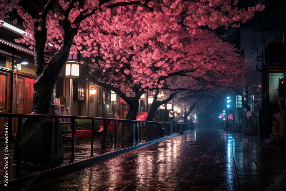Obraz premium Cherry Blossoms at night in Tokyo 