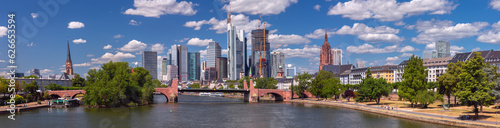 City embankment in Frankfurt am Main on a sunny summer day.