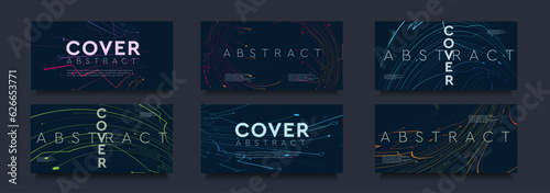 Abstract Set in Hi-tech Style. Modern Design Digital Data for Social Media Posts, Mobile Apps, Cards, Invitations, Banners. Pattern Matrix Technology. Vector illustration.