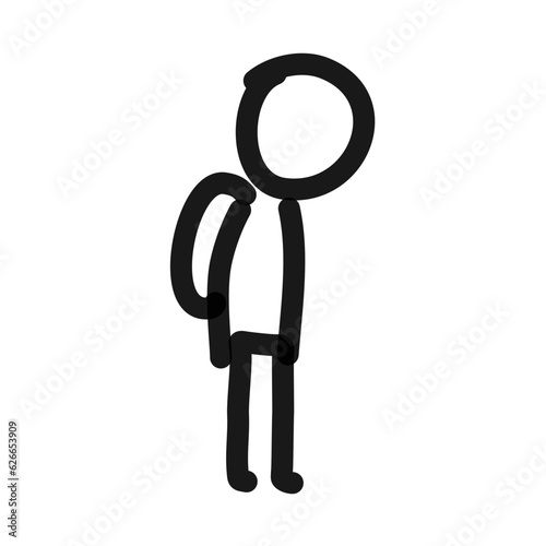 child with backpack line art doodle