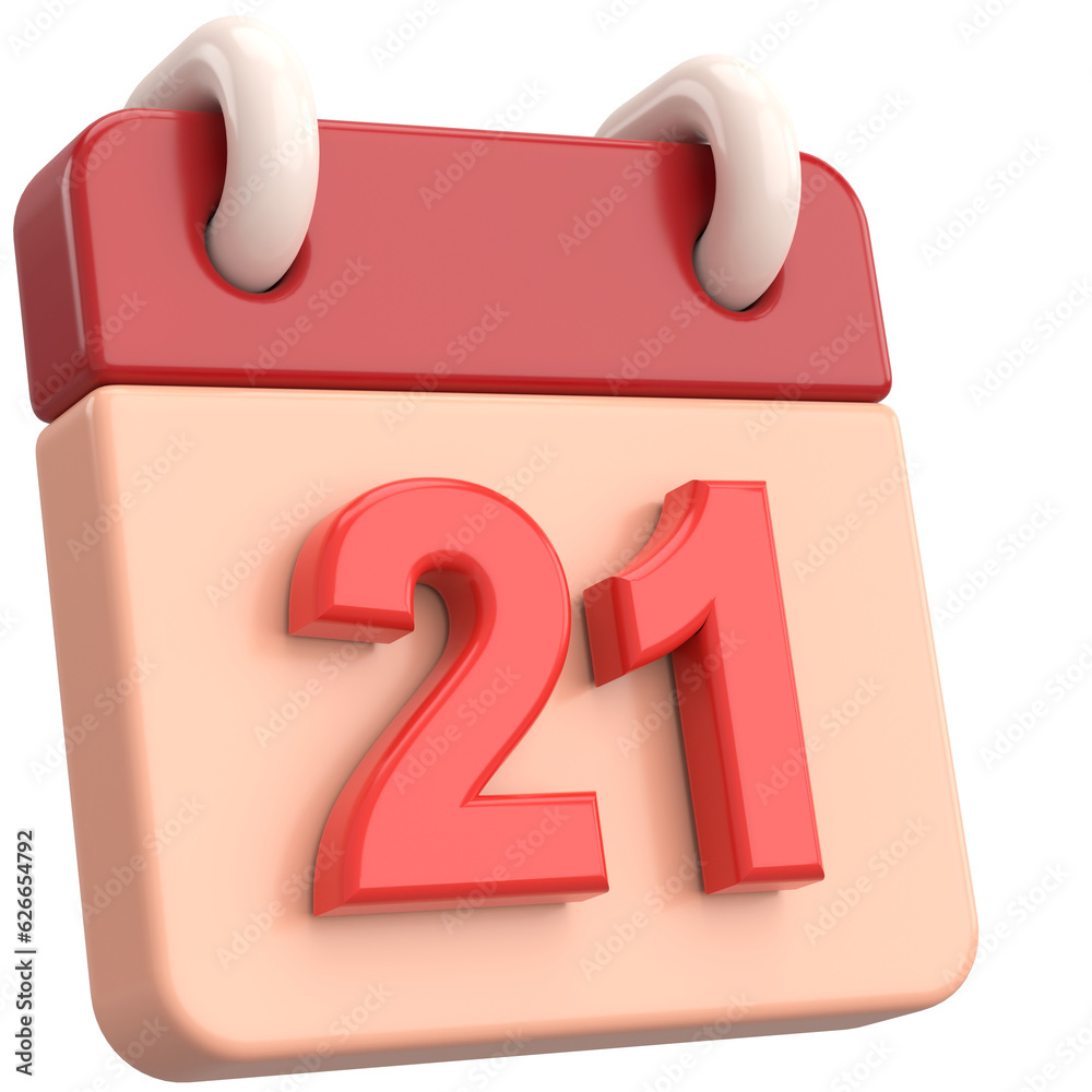 21st. Twenty-first day of month. Calendar. 3D illustration. 21st. Twenty-first day of month. Calendar. 3D illustration.
