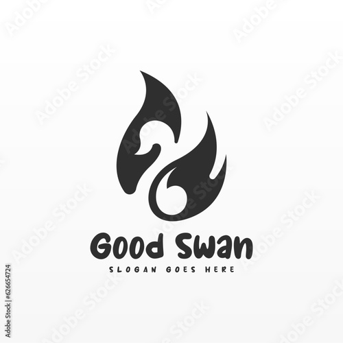 Swan logo design template. Swan logo concept. Animal logo design concept