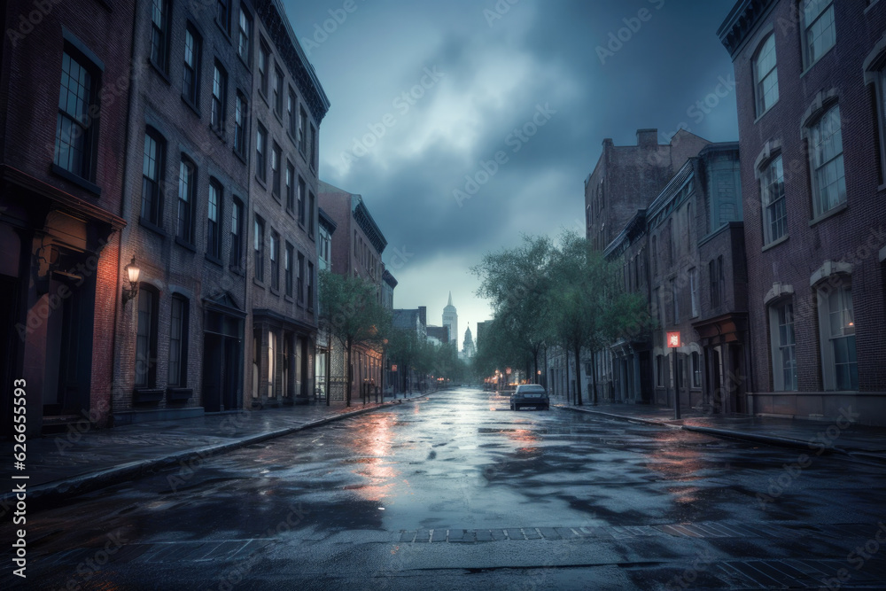 Fototapeta premium City streets at night - Generative AI