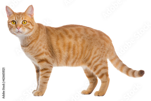 Standing orange cat on a transparent background