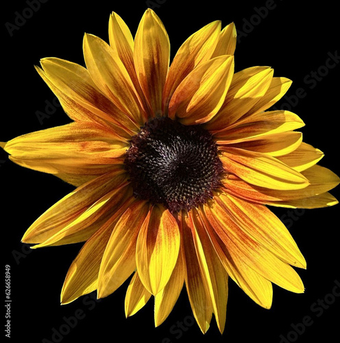 sunflower on black