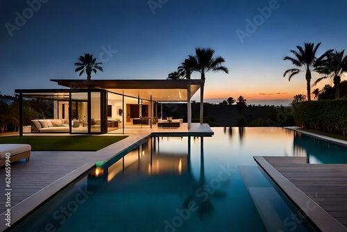 swimming pool at night