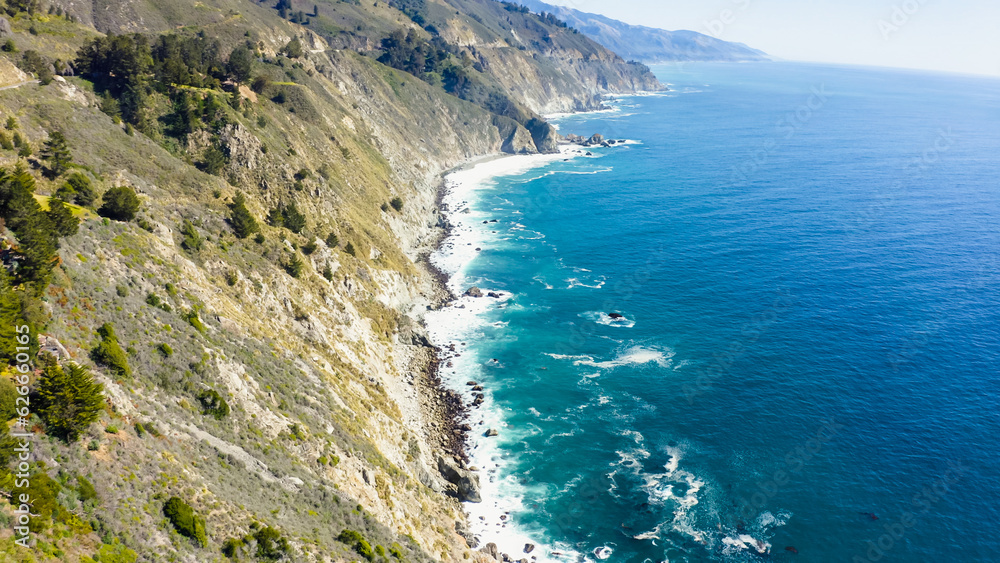 Big Sur coastline panorama at sunset, California, USA. Route 1 Big Sur California. A panoramic view of the Big Sur coastline along California. Big Sur coastline panorama at sunset, California, USA. Route 1 Big Sur California. A panoramic view of the Big Sur coastline along California.