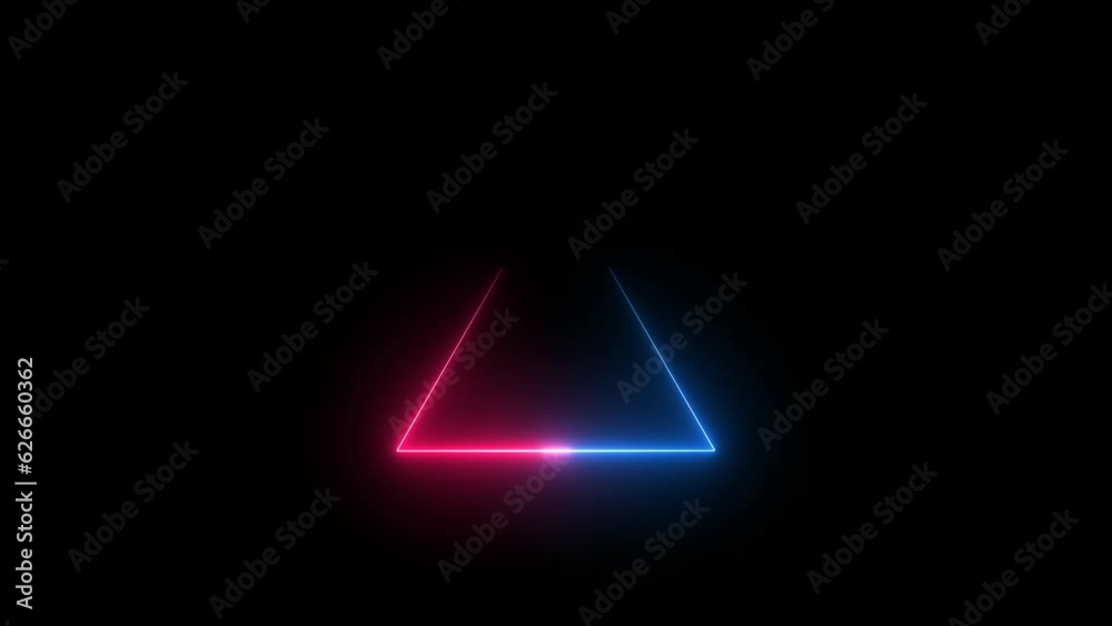 Glowing  triangle sign icon rotation animation .