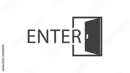 Entrance and exit vector icons and sign. Typography design. Open Close door. Login, logout, register, password, vip entrance, key, lock or exit vector illustrations.