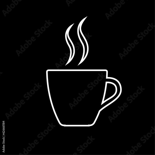 Espresso line icon. Strong coffee in espresso cup and smoke. Vector Illustration