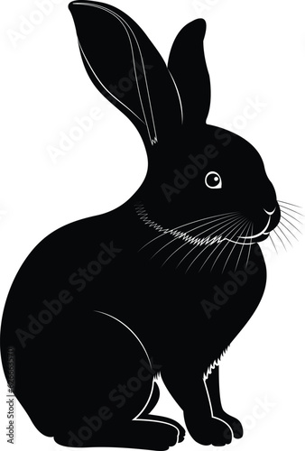 A rabbit silhouette vector on white background, Vector illustration.
