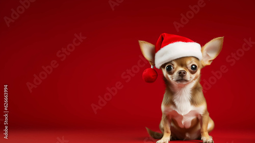  Chihuahua Christmas theme and an red background:  © Montana Photo&Design