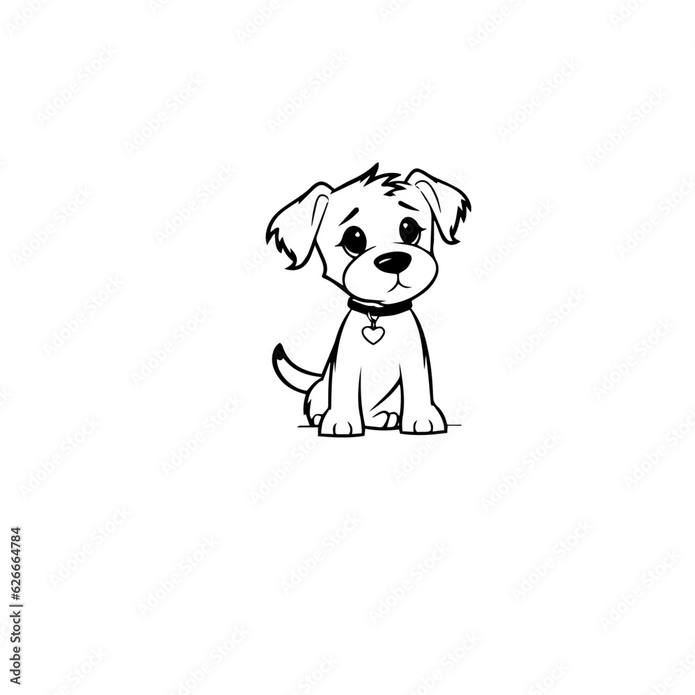 Obraz premium cute puppy doodle illustration