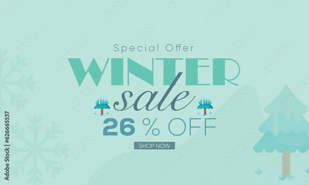 winter sale banner vector, winter sale 26% off, winter 26% off, winter sale banner background