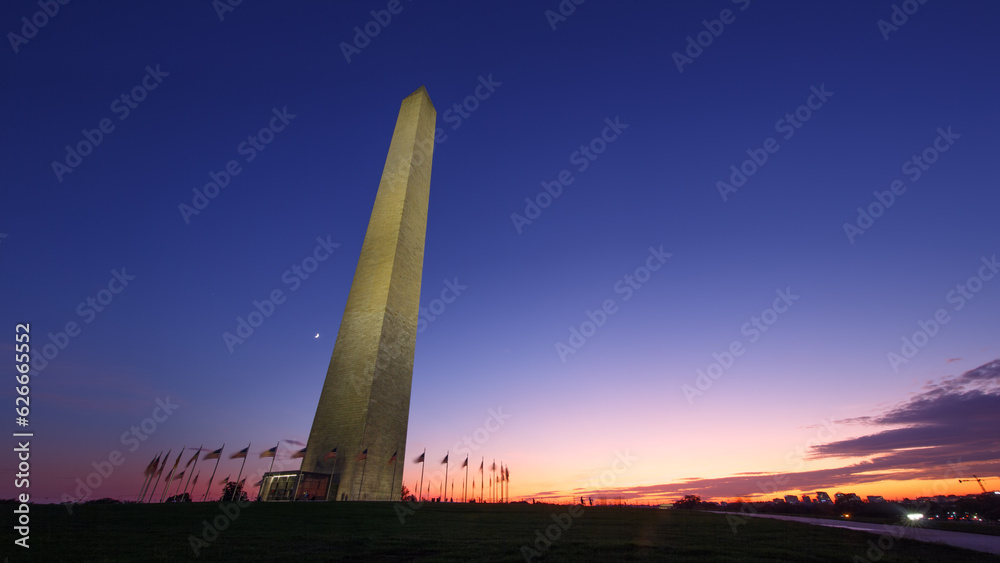 Washington Monument in Washington, DC Sunset Blue Hour